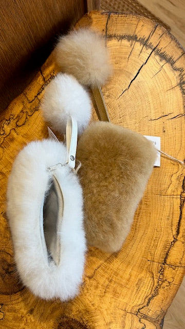 Fur Coin Purse with Pom Pom