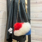 AmeriPaca Fur Purse, Light Red White & Blue
