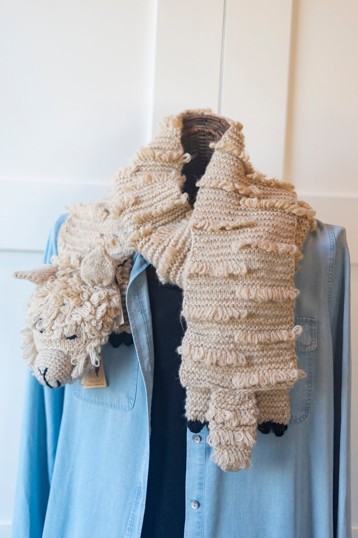 Scarf with Alpaca Head and Tail