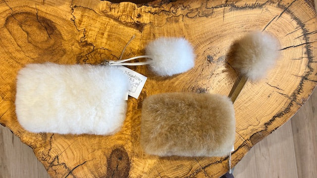 Fur Coin Purse with Pom Pom