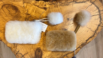 Fur Coin Purse with Pom Pom